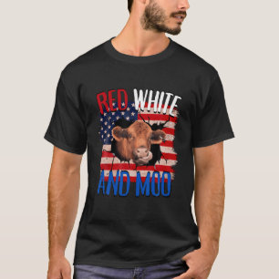 Heifer Red White Moo Highland Cow 4 juli Indepen T Shirt