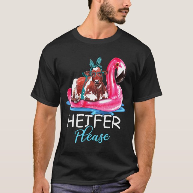 Heifer Snälla Funny Flamingo Flyter Bandana Cow Fa T Shirt (Framsida)