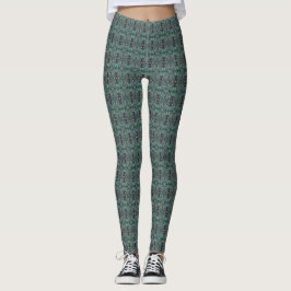 Heights Abstract Dark Green Black Watercolor Art Leggings