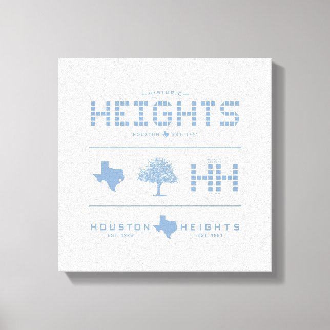 Heights Design Collection, Blå Kakel, Houston TX Canvastryck (Framsida)