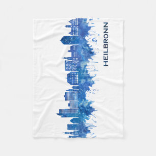 Heilbronn Tyskland Skyline Blue Fleecefilt