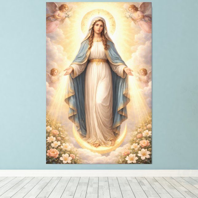 Heilige Mutter Gottes Göttliche Liebe & Schutz´11 Canvastryck (Insitu (trägolv))