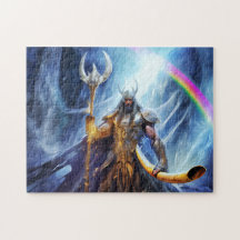 Heimdall och hornet Gjallarhorn vid bifrostbron
