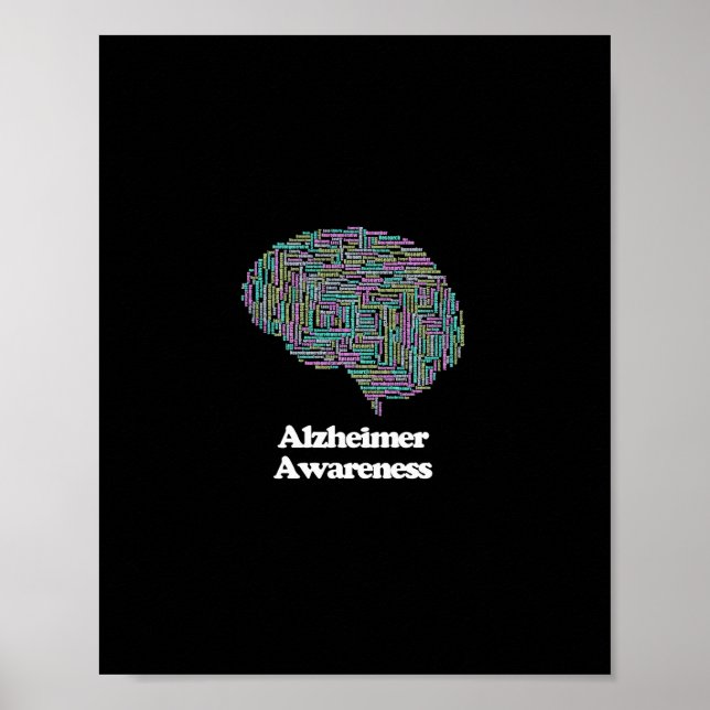 Heimerheimer Awareness Brain Dementia Ord Cloud Poster (Framsidan)