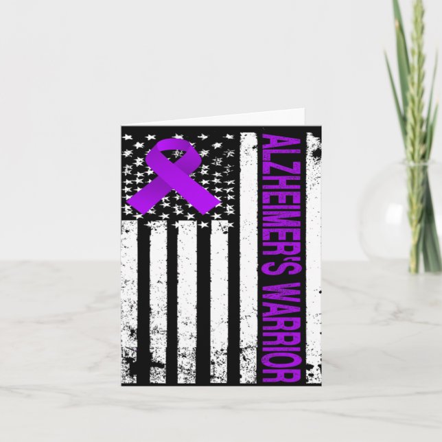 Heimerheimer Warrior Awareness - USA flagga Lila R Kort (Framsida)