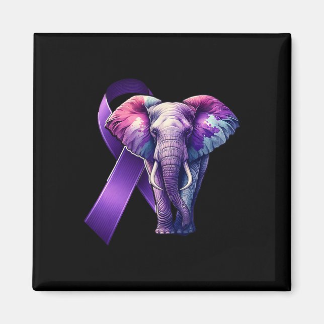 Heimerheimers medvetandehöjande Lila Cute Eleph Magnet (Framsidan)