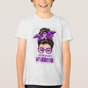 Heimers Awareness Lila Heimers Warrior Messy Bun T Shirt