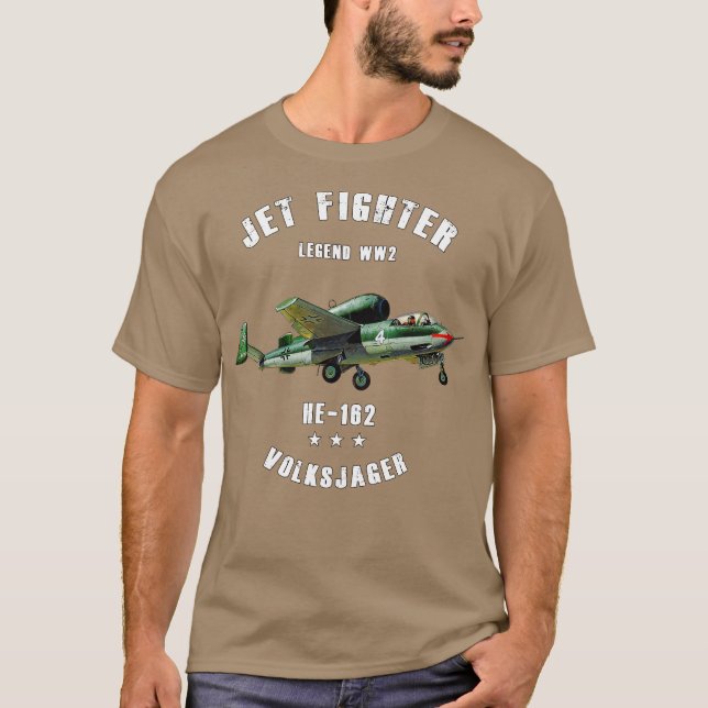 Heinkel He 162 Volksjager Military Jet Fighter Pla T Shirt (Framsida)