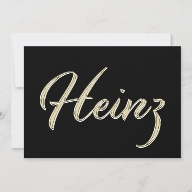 Heinz Name white gold Handwriting Karte Kort (Framsida)