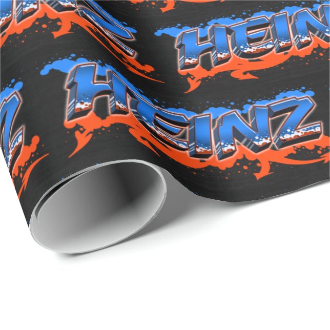 Heinz Vorname Name Graffiti blue orange Presentpapper (Rullad Hörn)