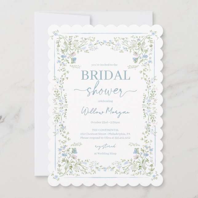 Heirloom Hydrangea Bridal Shower Invitation Inbjudningar (Framsida)