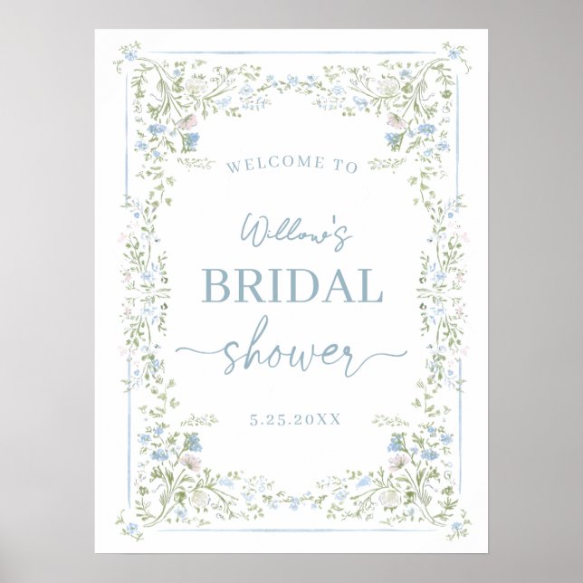 Heirloom Hydrangea Bridal Shower Welcome Poster (Framsidan)