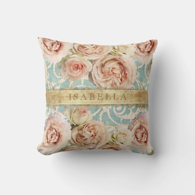 Heirloom Ro med Damask Add Namn Kudde (Framsida)