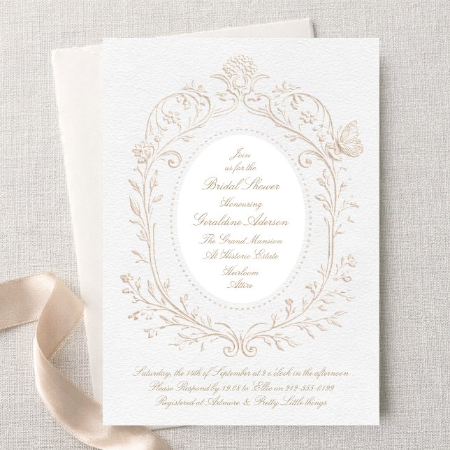 Heirloom Rococo Botanical Frame Bridal Shower Inbjudningar (Skapare uppladdad)