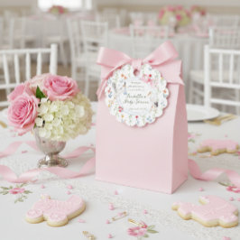 Heirloom Rose Bow and Stork Baby Shower Thank You Gåvor Etiketter