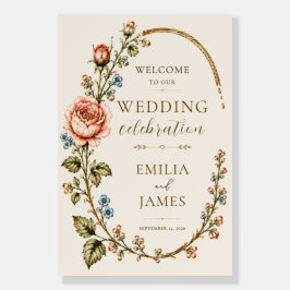 Heirloom Rose Garden Elegant Wedding Welcome Sign