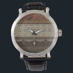 Heirloom Textile med dekorativ Mönster Armbandsur<br><div class="desc">Skriv ut en dekorativ arvsmassa senast i juni Erica Vess. Har blommönster på en brant bakgrund. Om du gillar jordtoner och blommor så är det ditt köp!</div>