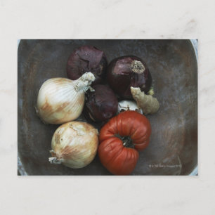 Heirloom tomat, gult, lök, ginger vykort