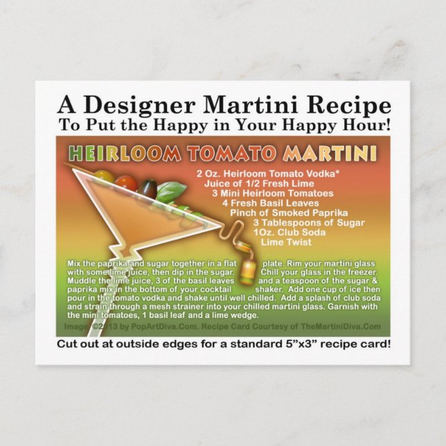 Heirloom Tomato Martini Recipe Postcard Vykort (Framsida)