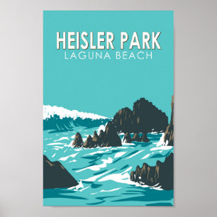 Heisler Park California Travel Art Vintage Poster