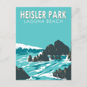 Heisler Park California Travel Art Vintage Vykort