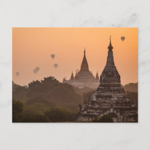 Heißluftballons über Bagan in Myanmar Postkarte Vykort