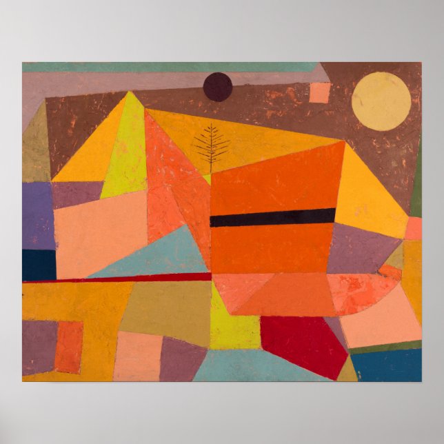 Heitere Gebirgslandschaft av Paul Klee Poster (Framsidan)
