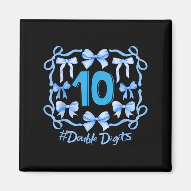 Hej 10 Dubblor - siffra Cute Coquette Bow 10 BIR Magnet (Framsidan)