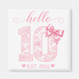 Hej 10 Födelsedag | Rosa Hej 10 Anpassat År Magnet