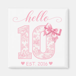 Hej 10 Födelsedag Rosa Hej 10 Anpassat År Magnet