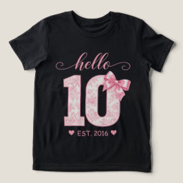 Hej 10 Födelsedag | Rosa Hej 10 Anpassat År T Shirt