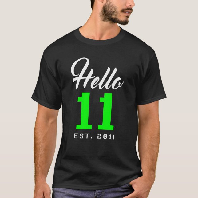 Hej 11 Elva Est 2012 11 Åldersmassa T Shirt (Framsida)