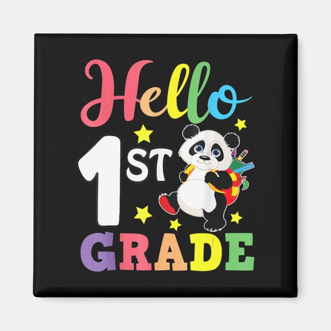 Hej 1:a Klass Cute Panda Back to school Student Magnet (Framsidan)
