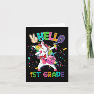 Hej 1:a Klass Dabbing Unicorn Back to school Gir Kort