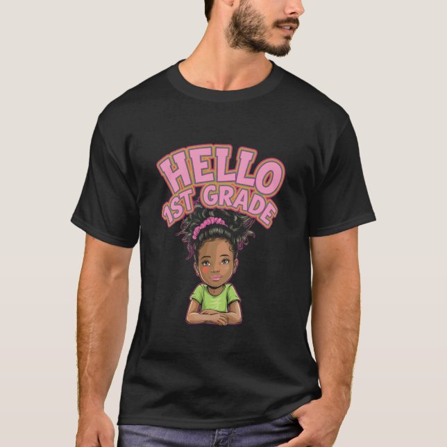 Hej 1:a klass färgglad skol design t shirt (Framsida)