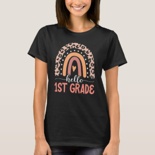 Hej 1:a Klass Läraren Leopard Rainbow Back T Shirt