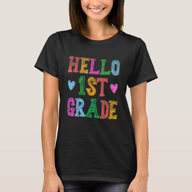 Hej 1:a Klass Leopard Squad Back to school Teach T Shirt (Framsida)