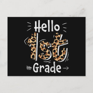 Hej 1:a klass leopardtryck tillbaka till skolan tj vykort