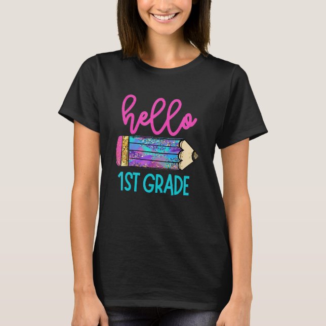 Hej 1:a Klass-pennan Kids Back to school Tie Dye T Shirt (Framsida)