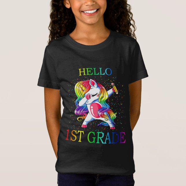 Hej 1:a Klass Unicorn T Shirt (Framsida)