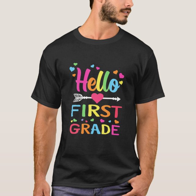 Hej 1St Klass Back to school First Klass Lärare T Shirt (Framsida)
