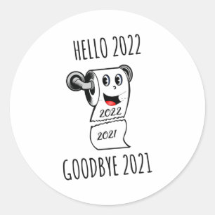Hej 2022 Adjö 2021 papper Runt Klistermärke