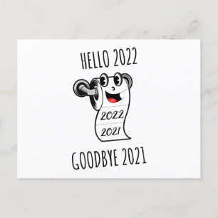 Hej 2022 Adjö 2021 papper Vykort