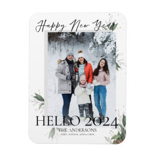 Hej 2022 Elegant Blommigt Gott nytt år Magnet