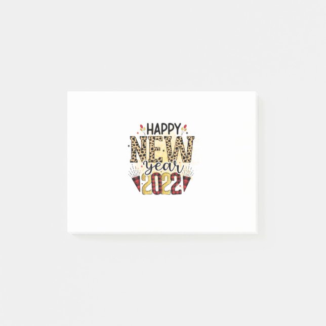 Hej 2022 Gott nytt år 2022 Leopard Post-it Block (Framsida)