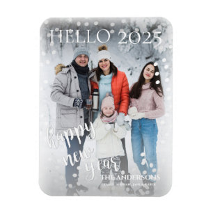 Hej 2022 White Polka dots Photo Gott nytt år Magnet