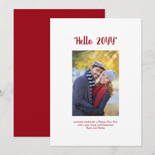 Hej 2024 Gott nytt år minimalistiskt foto Red Julkort