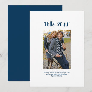 Hej 2024 Gott nytt år minimalistiskt foturblått Julkort