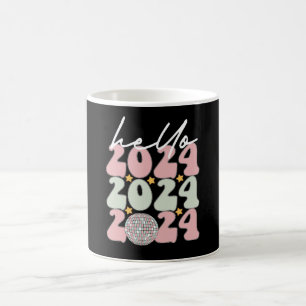 Hej 2024 Groovy Gott Nytt År Jul Kaffemugg
