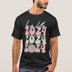 Hej 2024 Groovy Gott Nytt År Jul T Shirt